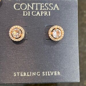 Contessa di Capri rose gold sterling silver halo earrings